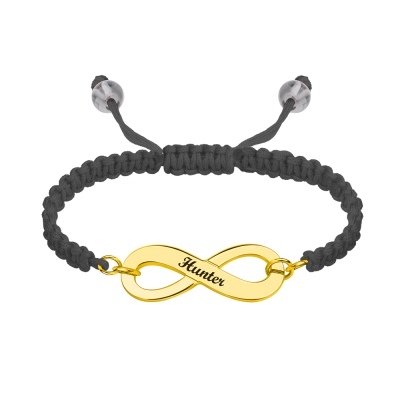 1st Mother's Day Present Engraved Infinity Symbol Cord Bracelet Gold Plated